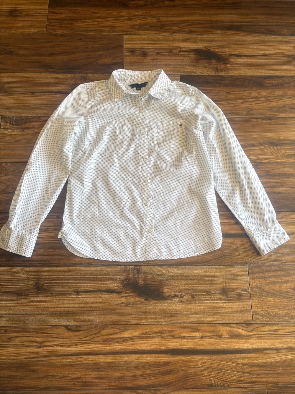 Tommy Hilfiger White Microdot Women's Button-Up Blouse